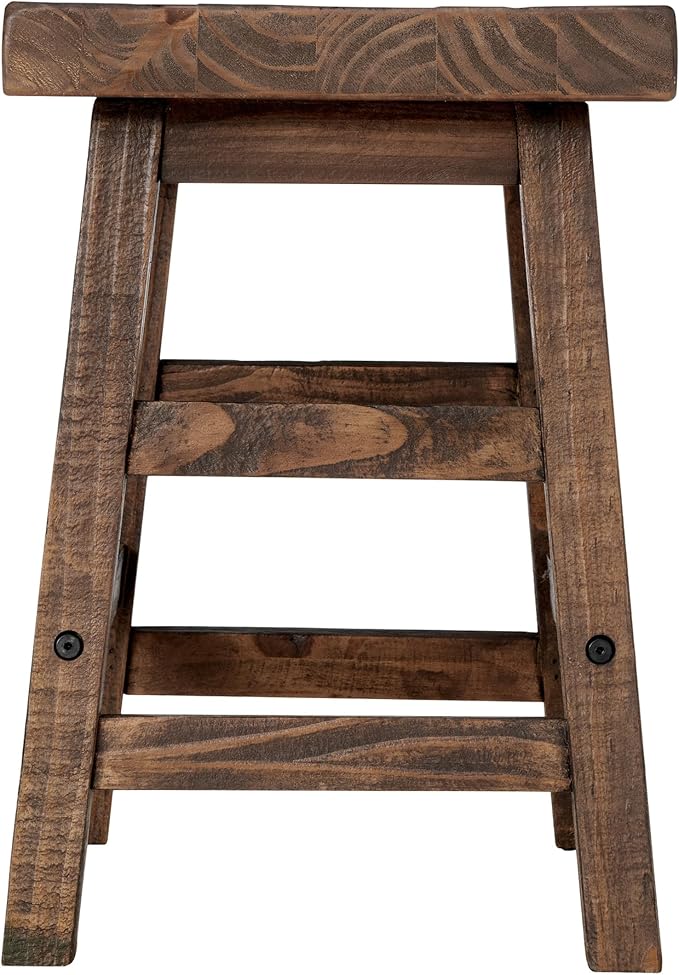 Alaterre Furniture Pomona 20-Inch Counter Height Saddle Seat Barstool – Solid Wood, Backless Rustic Farmhouse Stool in Natural Finish for Kitchen Island or Dining Room (Natural)