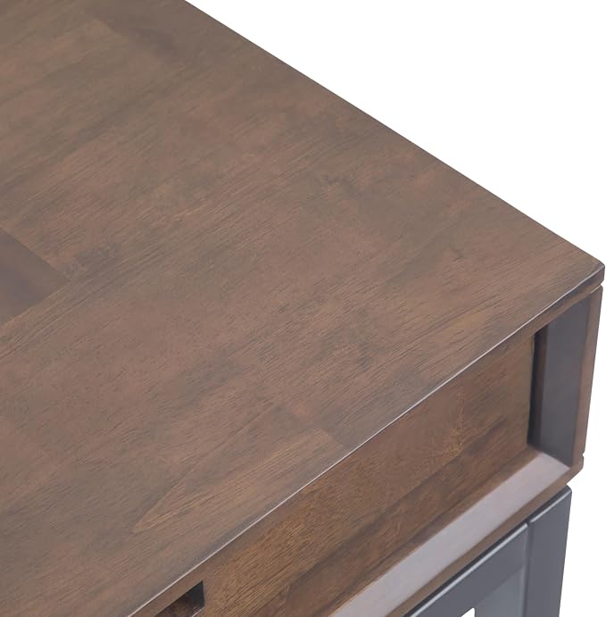 SIMPLIHOME Banting Desk - 72 Inch Wide Solid Wood and Metal Writing Desk in Walnut Brown, Modern Industrial Home Office Computer Table for Study with 2 Drawers and Flip-Down Keyboard Tray