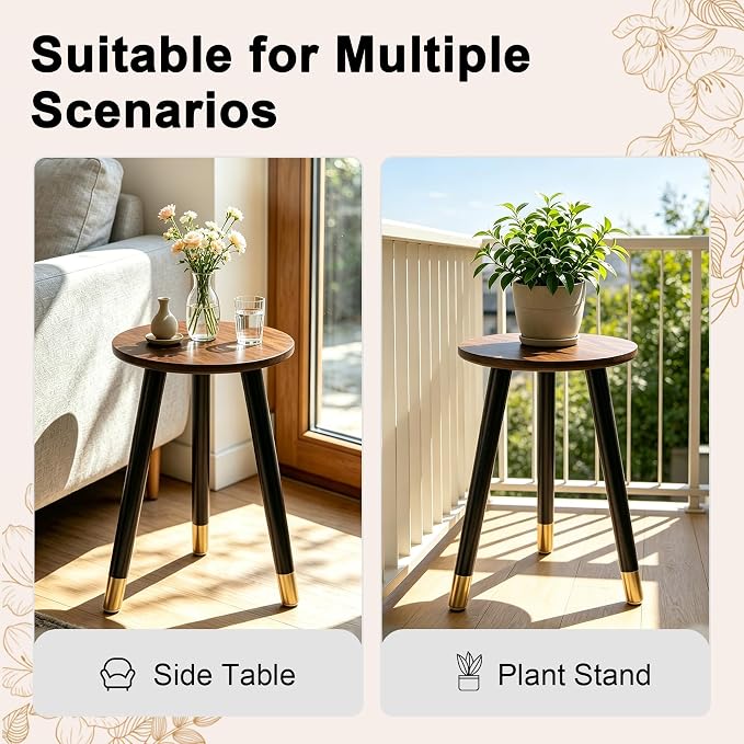2-Pack Mid Century Plant Stand for Indoor Plants, Modern Metal Flower Pot Holder Stand for Living Room, Decorative Small Round Side Table for Balcony, Patio, Office, 16.5” High, Black