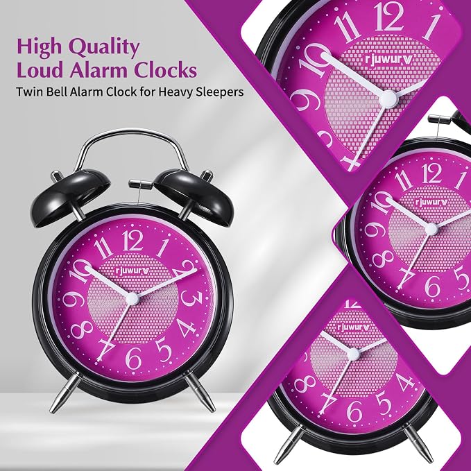 rjuwurv 4" Loud Alarm Twin Bell Alarm Clock, Night Light, Desk Clock Table Alarm Clock Bedroom Alarm Clock(Sweet Cool)