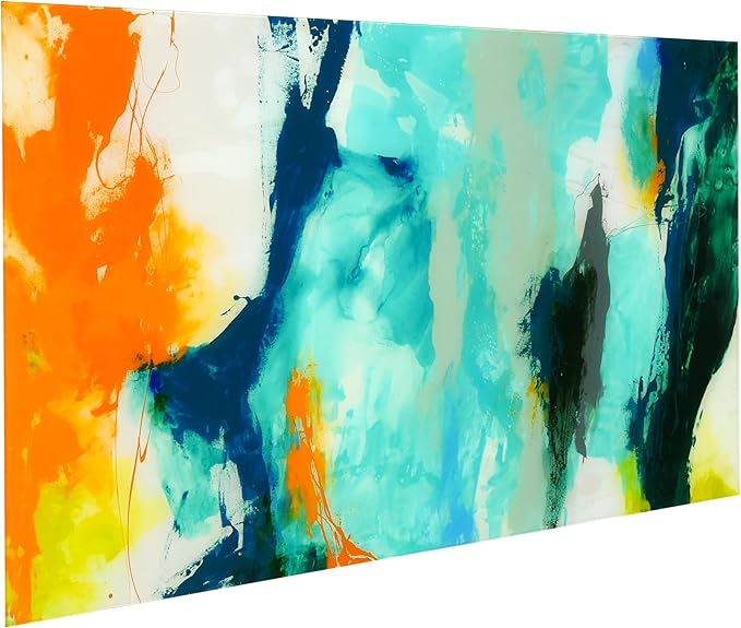 Empire Art Direct Tidal Abstract 2 Frameless Free Floating Tempered Glass Panel Graphic Wall Art, 48" x 24" x 0.2", Ready to Hang