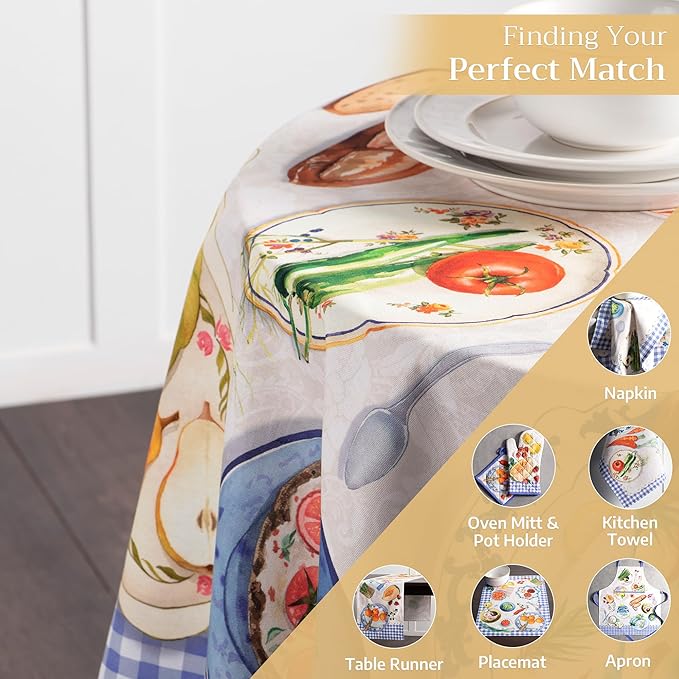 Maison d' Hermine Table Cloth Round Table 100% Cotton 63 Round Inches Tablecloth Reusable Decorative for Dining Room Farmhouse Home Valentines Day Decorations Spring Summer - Gourmand