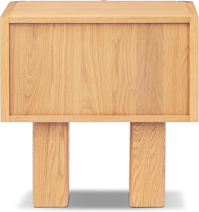Poly & Bark Toledo 22” Nightstand – Solid and Veneered American White Oak Construction with Ribbed Drawer Fronts and Soft‑Close Drawers – Textural Modern Bedside Table for Stylish Bedrooms