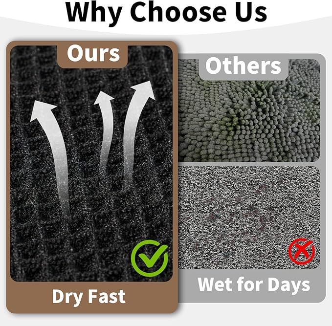 Black Long Bathroom Rug - Waffle Runner Bath Mat Non Slip Washable, Super Absorbent & Quick Dry, Boho Bath Mat Farmhouse Bathroom Decor, 24'' x 72'', Black