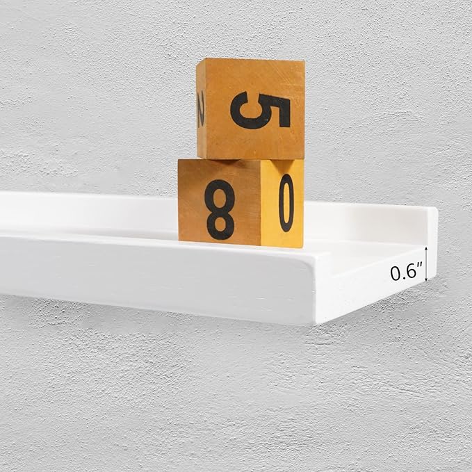36 Inch Floating Shelves Wall Mounted, Solid Wood Wall Shelves for Decor and Storage, Picture Ledge Shelf for Bedroom/Bathroom/Living Room/Kitchen/Laundry Room, White Color, 36*4*1.5, 1 Pack