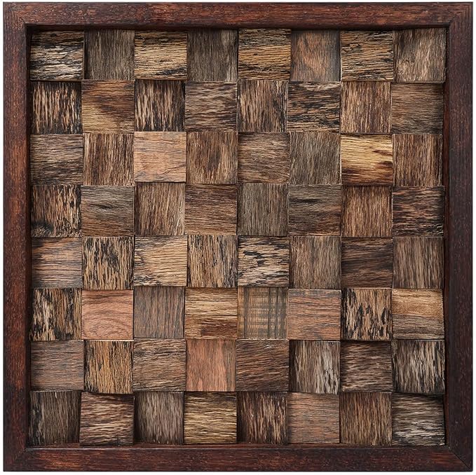 CONSDAN Wood Wall Decor | USA Grown Hardwood, Rustic Wooden Wall Art, Home Decorations for Living Room and Bedroom Aesthetic, Framed and Ready to Hang, Rustic, 18" x 18"