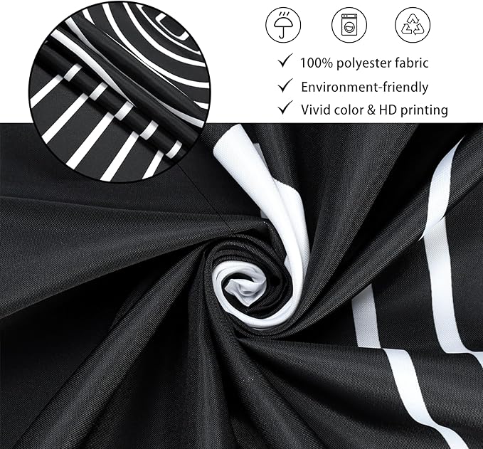 Black and White Shower Curtain, Boho Minimalist Mid Century Modern Arch Geometric Machine Washable Waterproof Fabric for Bathroom Bathtub Decor with Hooks 72x72