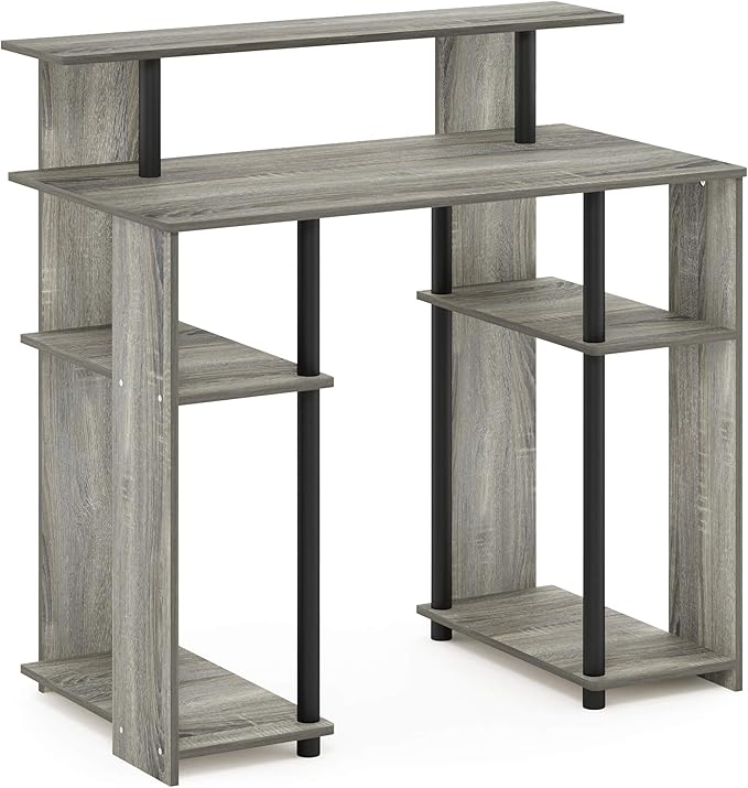 Furinno JAYA Simple Design Computer Writing Desk, French Oak Grey/Black