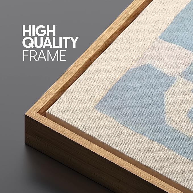 SIGNLEADER Framed Canvas Print Wall Art Serge Poliakoff Blue Pastel Blocks Abstract Shapes Illustrations Fine Art Decorative Minimalist Relax/Calm for Living Room, Bedroom, Office - 16"x24" Natural