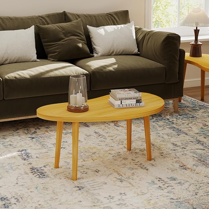 Mango Coffee Table Low Table with 4 Solid Wood Sturdy Legs,Floor Table Desk for Sitting on The Floor,19.7"D x 31.5"W x 16"H Inches,Living Room/Toy room Furniture,Rental house Furniture(Natural-Mango)