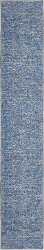 Nourison Home Nourison Essentials Blue Grey 2'2" x 18' Area Rug - Easy Clean, Non Shedding, Bed Room, Living Room, Dining Room, Kitchen (18' Runner)