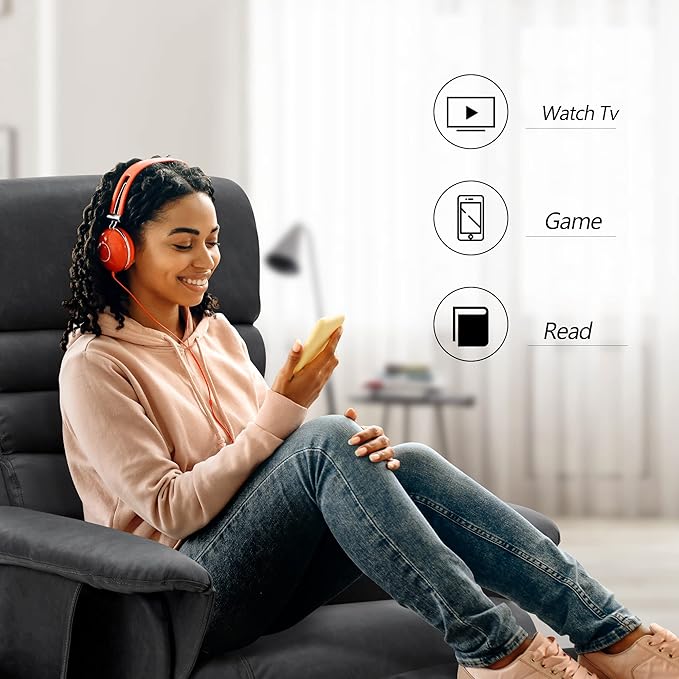 MCombo Recliner with Ottoman, Reclining Chair with Massage, 360 Swivel Living Room Chair Faux Leather, 7902 (Dark Grey)