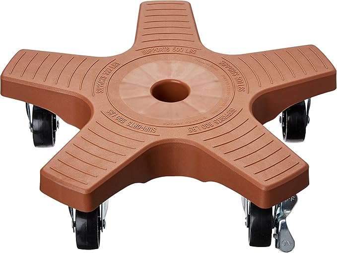 Bosmere 14" Plant Caddie - Heavy-Duty Rolling Plant Stand with Locking Wheels, 500 lb Capacity – Durable Plant Caddy for Indoor/Outdoor Use, Terra Cotta