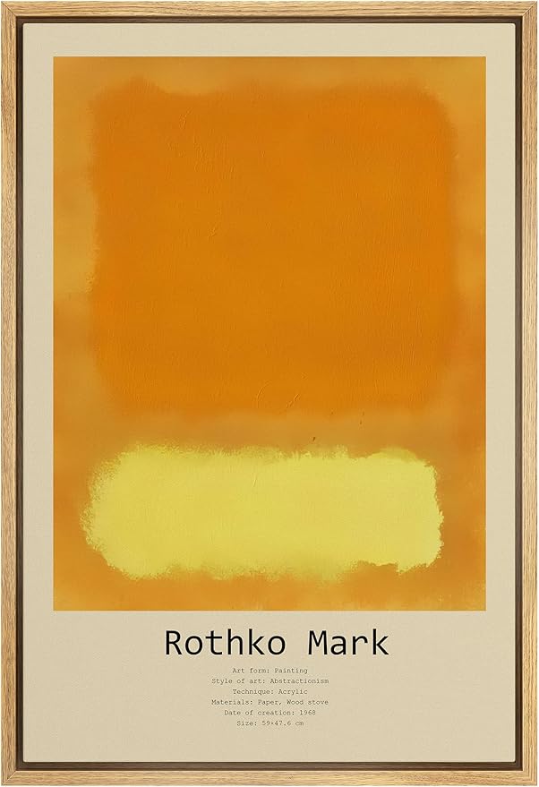 SIGNLEADER Framed Canvas Print Wall Art Bright Orange Yellow Geometric Color Blocks Abstract Shapes Illustration Modern Art Decorative Nordic Zen for Living Room, Bedroom, Office - 24"x36" Natural