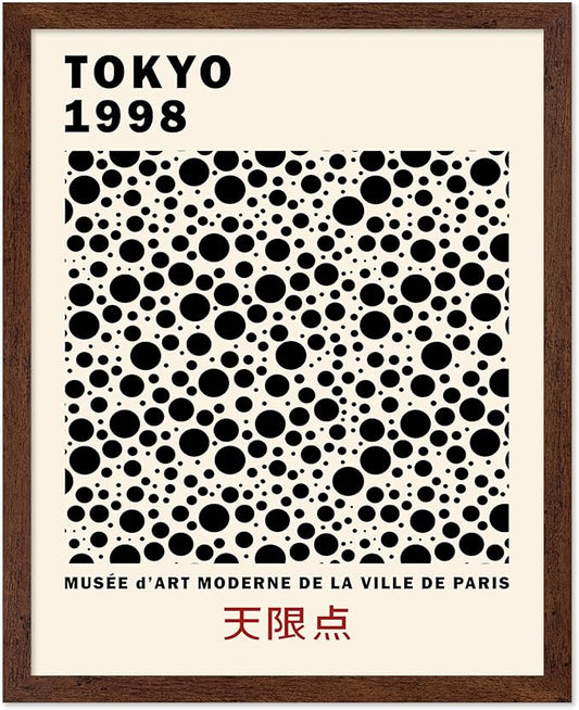 Poster Master Vintage Poster - Retro Pop Art Print - Gift for Artist, Friend - Black Dots, Tokyo, Ville de Paris, Modern, Abstract - Wall Decor for Home, Office, 8x10 Brown Framed