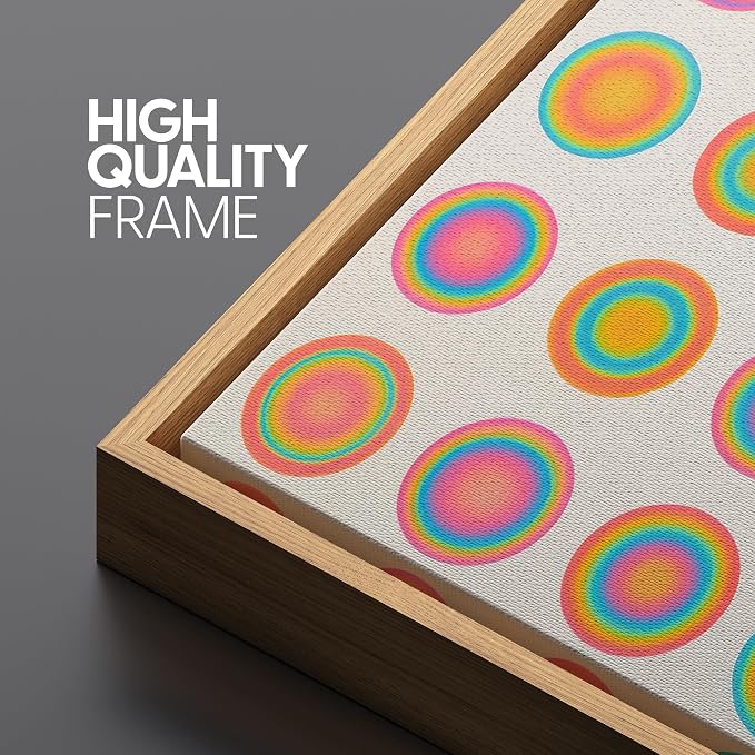 SIGNLEADER Framed Canvas Print Wall Art Colorful Gradient Circle Grid Modern Abstract Illustration Modern Art Decorative Zen for Living Room, Bedroom, Office - 24"x36" NATURAL