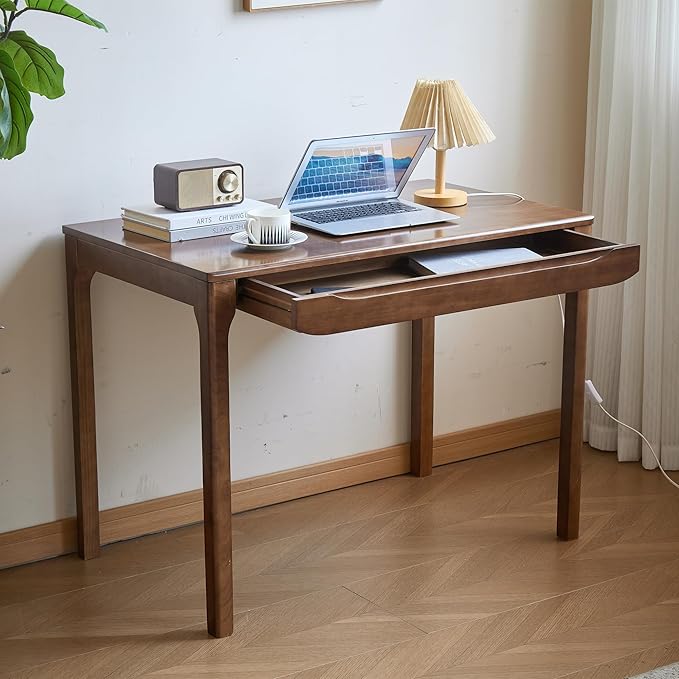 Widen Solid Wood Desk with Drawers,39"X24" Wood Writing Desk for Small Space,Student Computer PC Desks,Home Desks for Work,Gaming Study Desk for Bedroom Escritorios Desk Table (Walnut, 39“)