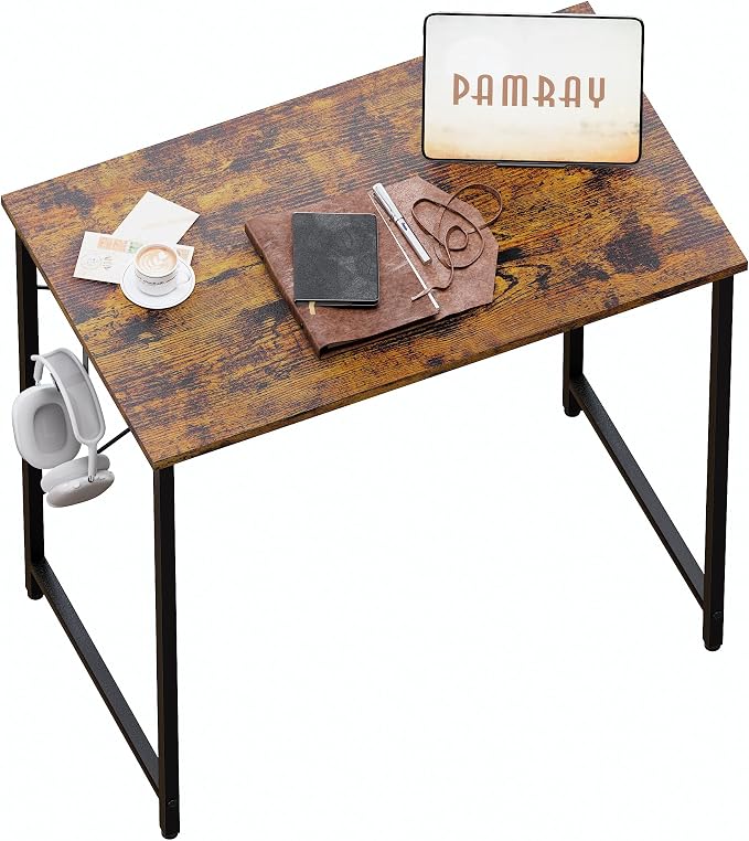 Pamray 23 Inch Computer Desk for Small Spaces, Home Office Work Desk with Headphone Hook, Small Office Desk Study Writing Table