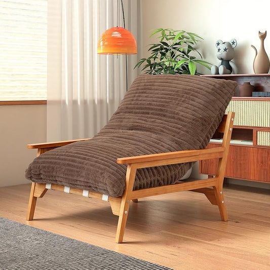 WJShome Accent Chairs for Living Room,Bean Bag Chair for Adults，Comfy Recliner Reading Accent Armrest Chair, Couch with Rabbit Style Fur Upholstered for Reading Bedroom, Brown