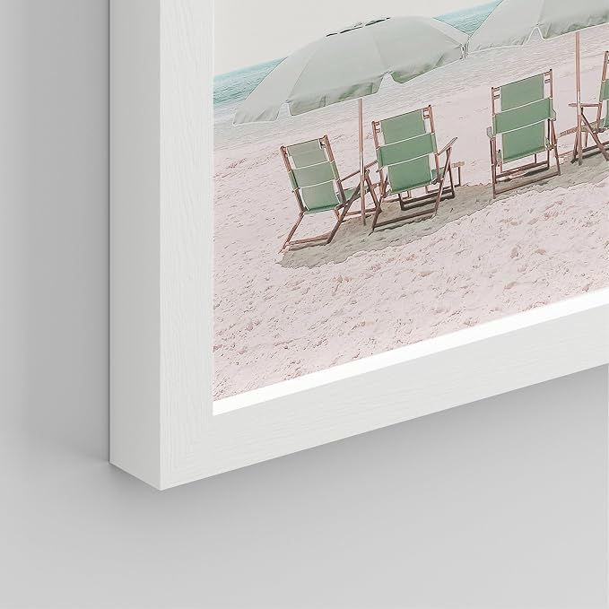 SIGNWIN Framed Collage Print Gallery Set 1980s Retro Miami Wall Art, Set of 4 Beach Landscape Wall Decor Prints, Nature Wilderness Wall Décor for Living Room, Bedroom - 8"x10" White