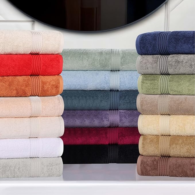Superior Egyptian Cotton 6-Piece Towel Set, Assorted Towels for Home Bathroom, Master, Guest Bath, Decor Essentials, Includes 2 Bath, 2 Hand, 2 Face Towels/Washcloths, Quick Dry, Absorbent, Red