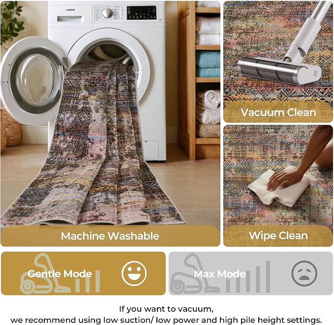 Kokia Abstract Area Rugs 9x12 Bedroom Washable Decor Low Pile Non-Slip Non-Shedding Indoor Black Gray Carpet Foldable Stain Resistant Floor Mat Living Room Dining Room, Oslo Fireworks