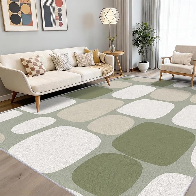 Mid Century Modern Rug 4x6 70s Retro Boho Geometric Pattern Area Rugs for Living Room, Bedroom, Mid Century Modern Home Decor Accessories Indoor Carpet, Non Slip & Machine Washable, GD0726