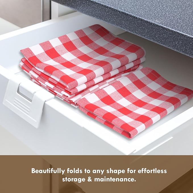 Multi Check Tea Towels 4 Pack Combo, 18"x26", Dish Towels for Kitchen Drying, Reusable Rags, Absorbent, Washable Cloths, Cleaning Towels for Dishes - Multi Pack
