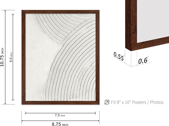 Poster Master Soft Lines Poster - Spiral Circle Print - Texture Art - Abstract Art - Mid Century Modern Art - Aesthetic Art - Acrylic Waves Art - Rustic Bedroom Wall Decor - 8x10 Brown Framed