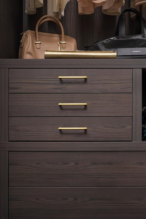 Goo-Ki Brushed Brass Cabinet Pulls with 4'' Hole Centers, Modern Style Zinc Alloy Cabinet Handles for Dresser,Wardrobe,Cupboard- 6 Pack