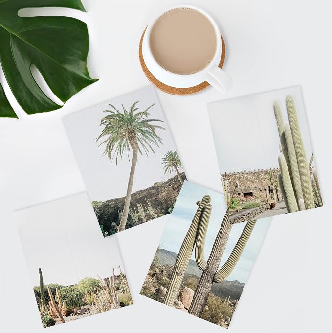 SIGNWIN Adhesive Canvas Poster Desert Landscape Tropical Palm Tree Saguaro Cactus Nature Wilderness Photography Modern Art Decorative Zen Relax/Calm Multicolor Scenic for Bedroom - 11"x14"x4