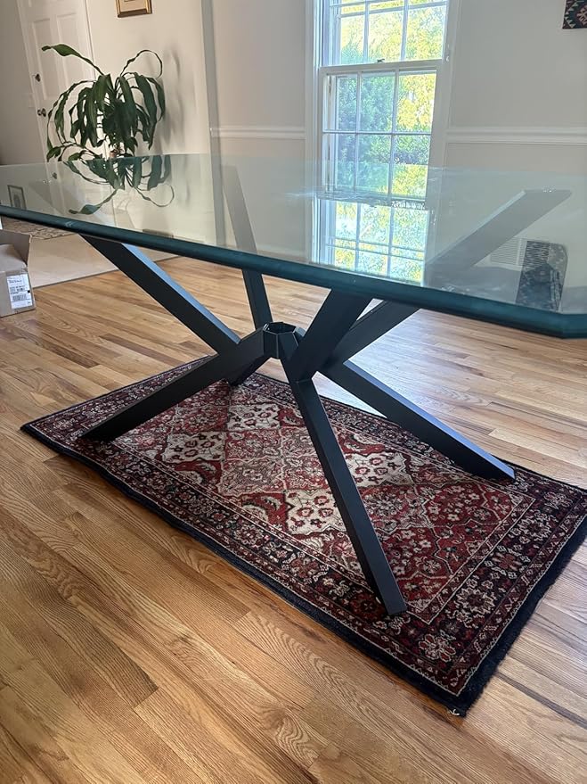28 Inch Dining Table Base Only with Dual Assembly Heavy Metal Table Legs for Wood & Glass DIY Adjustable Footrest