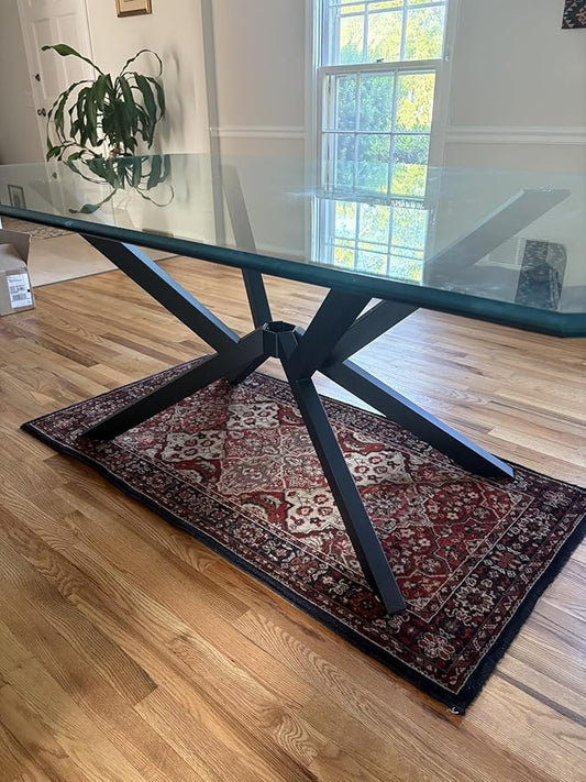 28 Inch Dining Table Base Only with Dual Assembly Heavy Metal Table Legs for Wood & Glass DIY Adjustable Footrest