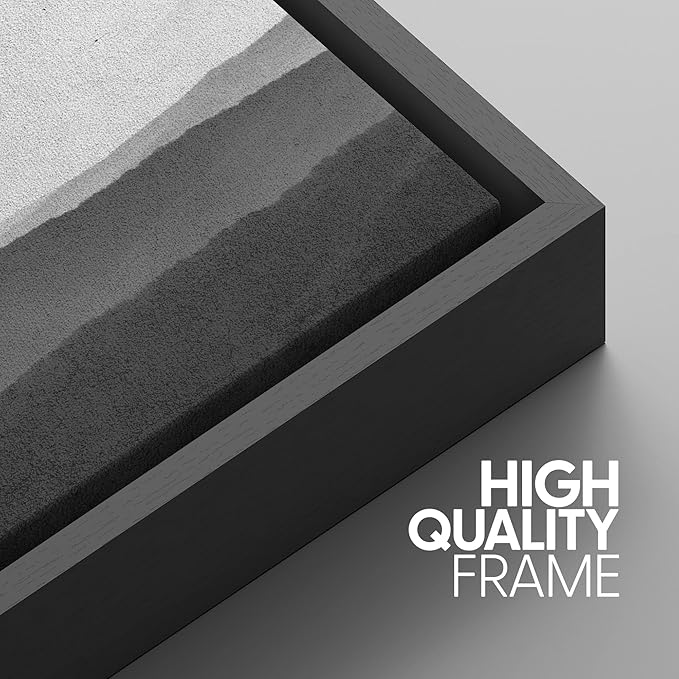 SIGNWIN Framed Canvas Print Wall Art Side of Mountain in Mist Nature Rocky Cozy Neutral Minimalism Contemporary Black and White for Living Room, Bedroom, Office - 24"x36"x3 Black