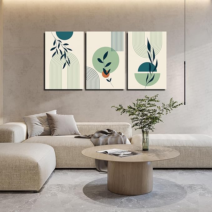 ZHAOSHOP Boho Artwork for Walls Bedroom Green Plants Prints Wall Art for Living Room 3 Piece Minimalism Picture Wall Decor Size 16 x 24 Inch