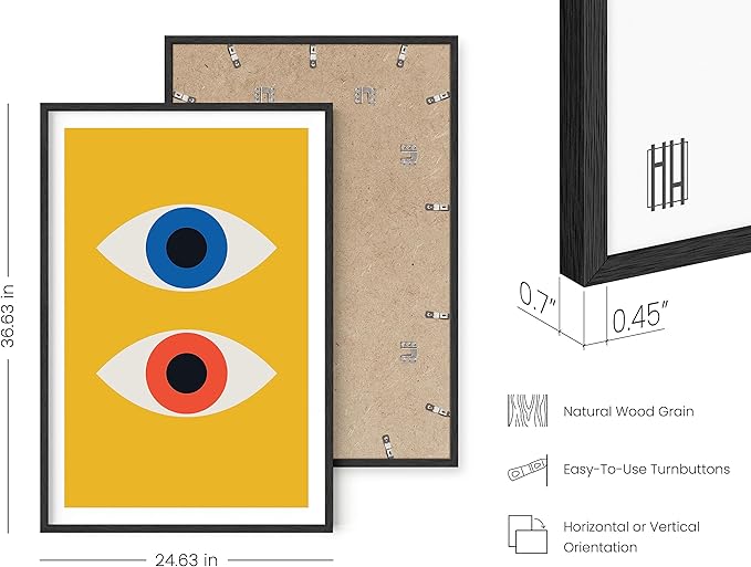HAUS AND HUES Mid Century Modern Wall Art Print - Retro Wall Art, Evil Eye Decor, Bauhaus Poster (Black Frame, 24x36)