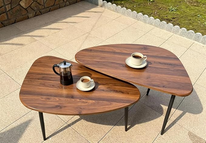 Oval Coffee Tables Nesting Tables for Living Room Side Tables End Table Wooden Small Table Pottery Triangle Walnut Barn Mid-Century Modern
