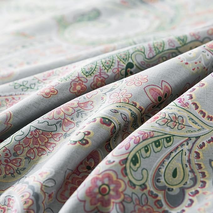 HoneiLife Wildflower Duvet Cover Queen - 100% Cotton Comforter Cover Sets, 3-PC Comfortable Floral Duvet Cover Sets,Soft & Breathable Duvet Cover with Zipper Closure & Corner Ties, Paisley