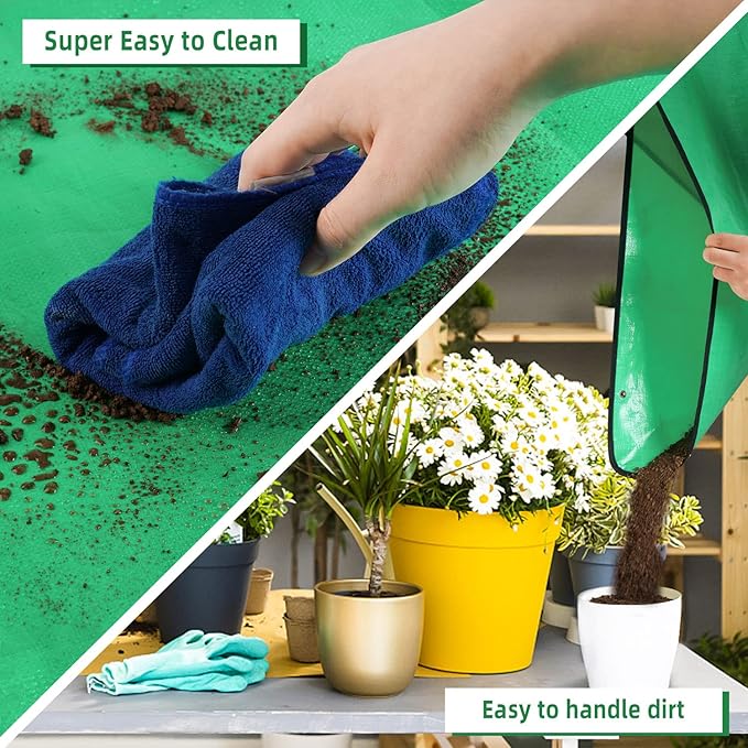 39.5" x 31.5" Large Repotting Mat for Indoor Plants Transplanting Control Mess Table Top Gardener Portable Potting Tray Succulent Potting Garden Mat Gardening Gifts for Women Plant Lady Gifts