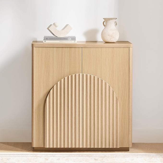 CHITA Sideboard Buffet Cabinet with Storage, Small Storage Cabinet with Doors and Shelves for Living Room Accent, Bar, Kitchen, Oak