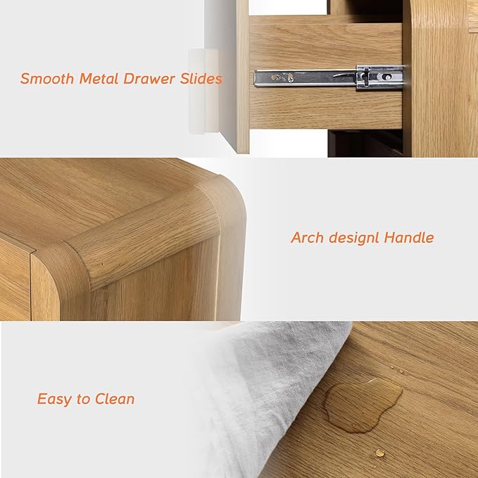 WAMPAT Sideboard Buffet Cabinet with Storage with 3 Drawers,Modern French 31.5" W Buffet Cabinet with Storage,Wood Coffee Bar Cabinets with Curved Edge Design for Kitchen Living Room, Walnut