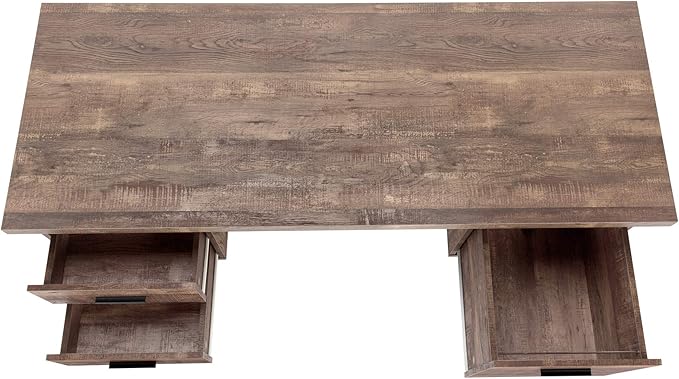 Monarch Specialties Computer Desk with Drawers - Contemporary Style - Home & Office Computer Desk with Metal Legs - 60"L (Brown Reclaimed Wood Look)