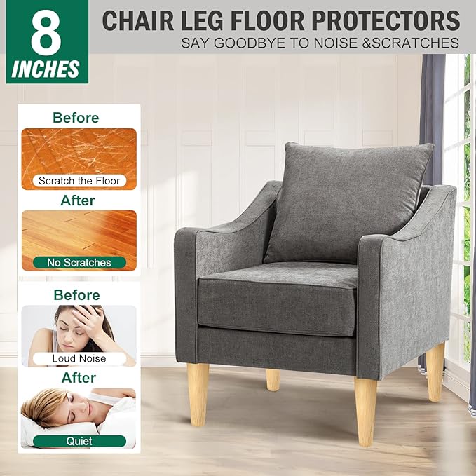 FoDau770 Rubber Wood Furniture Legs 8 Inches, Straight Tapered Wood Feet Mid Century Sofa Legs Set of 8, 5/16" UNC Furniture Feet Replacement Parts for Cabinet Couch Dresser Chair Ottoman Table