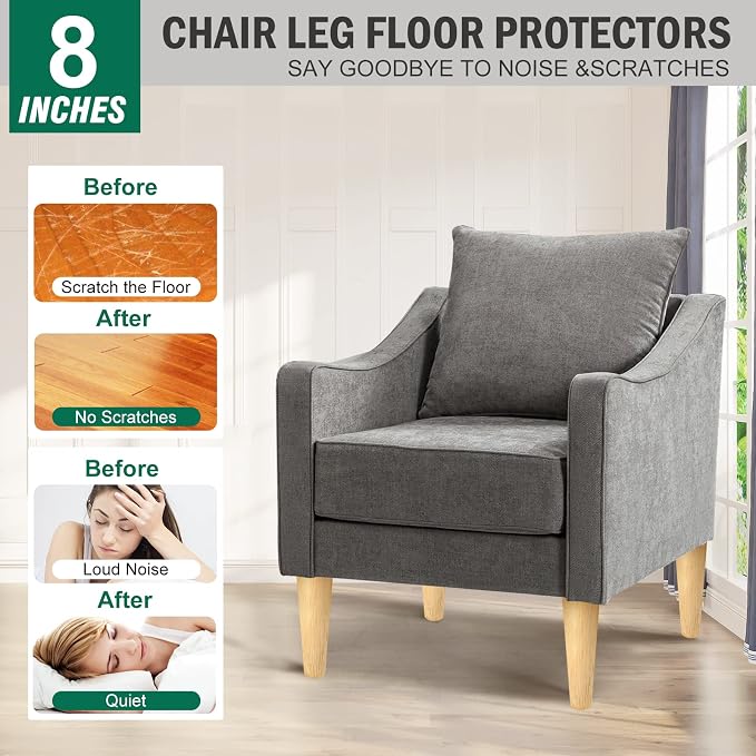 FoDau770 Rubber Wood Furniture Legs 8 Inches, 5/16" UNC Straight Tapered Wood Feet Mid Century Sofa Legs, Wooden Furniture Feet Replacement Parts for Cabinet Couch Dresser Chair Ottoman Table