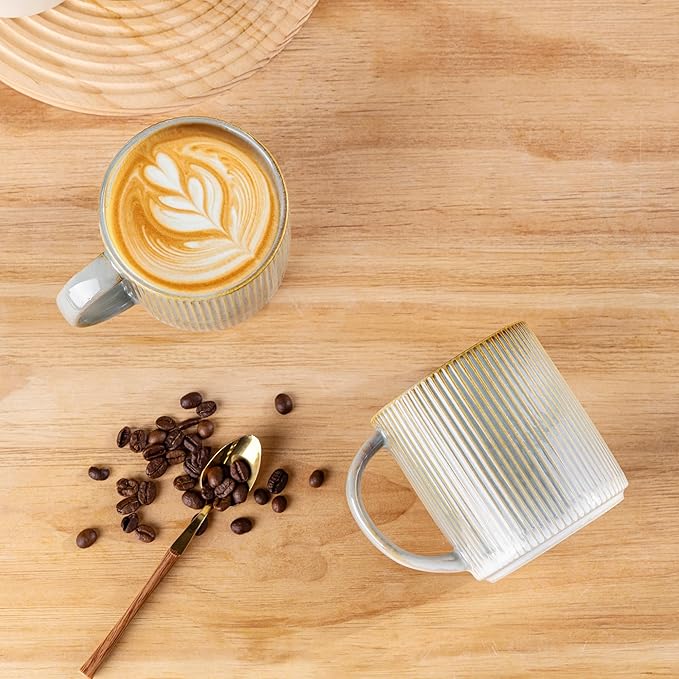 theterra Ceramic Coffee Mugs Set of 6, 14.2oz Handmade Coffee Cups with Handle for Latte, Tea, Milk, Beer, Hot Cocoa, Desert Sage