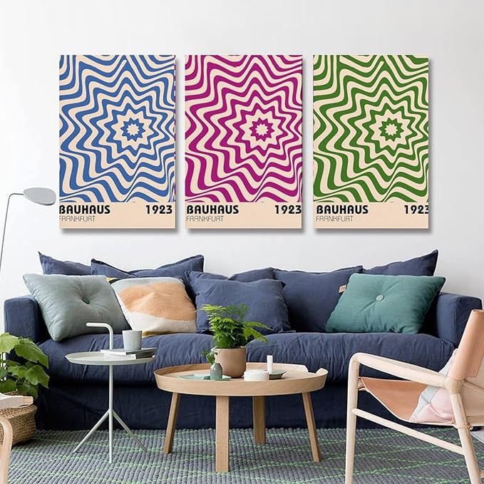 9W Bauhaus Poster Abstract Canvas Wall Art Set of 3 Modern Boho Decor For Bedroom Livingroom Frame-style 16x24inch(40x60cm)