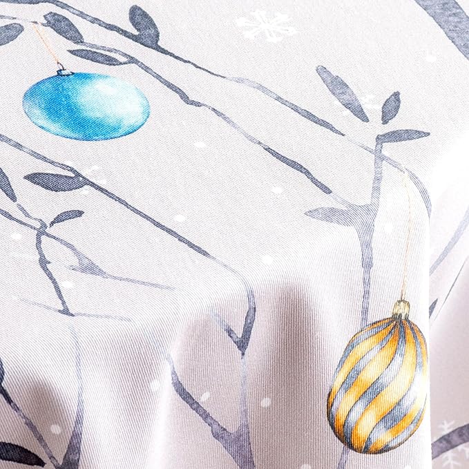 Maison d' Hermine Table Cloth Round Table 100% Cotton 63 Inches Fall Tablecloth Reusable Everyday Use for Thanksgiving Christmas Decorations Dining Farmhouse Party (Fairy Christmas)