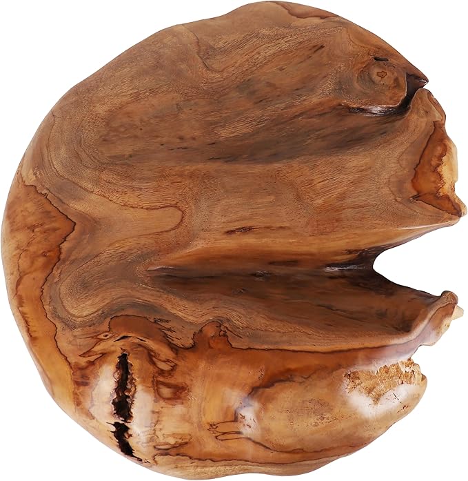 Handcrafted Teak Mushroom Decor – Solid Indonesian Teak Wood Sculpture – Organic Modern Accent for Shelf, Table, or Garden – Natural Rustic Decor (15 Inch)