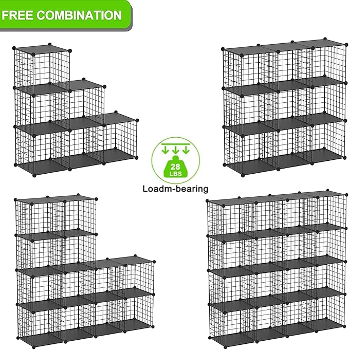 Wire Cube Storage Organizer, 25-Cube Metal Storage Shelves Bookshelf, Stackable Modular Closet Organizer for Bedroom Living Room, Office,Storage Shelves