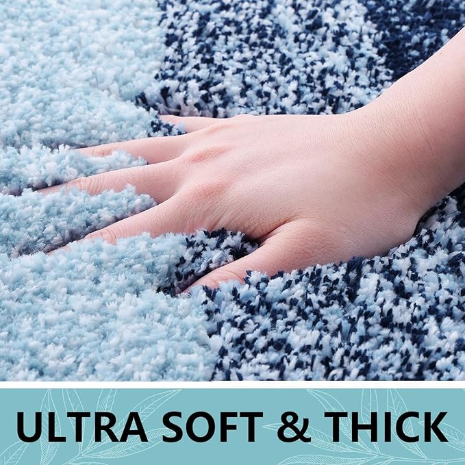 Arotive Microfiber Bathroom Rugs, Shaggy Soft and Absorbent Bath Rug, Non-Slip, Thick Plush Machine Washable Dry Bath Mats for Bathroom, Tub and Shower, 54x24, Dark Blue, Rectangular